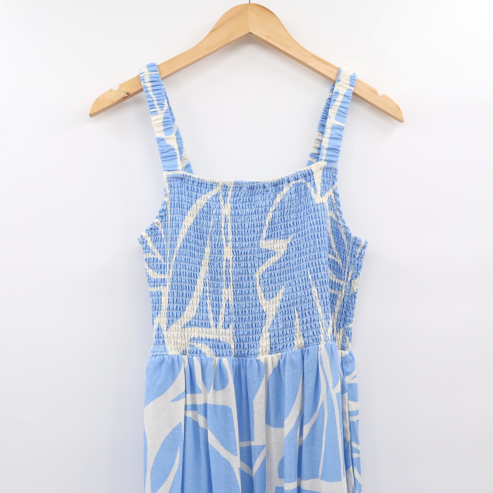 Marine Layer Sz M Selene Maxi Smocked Dress Blue Azul Mosaic Resortwear Cruise - Picture 4 of 9